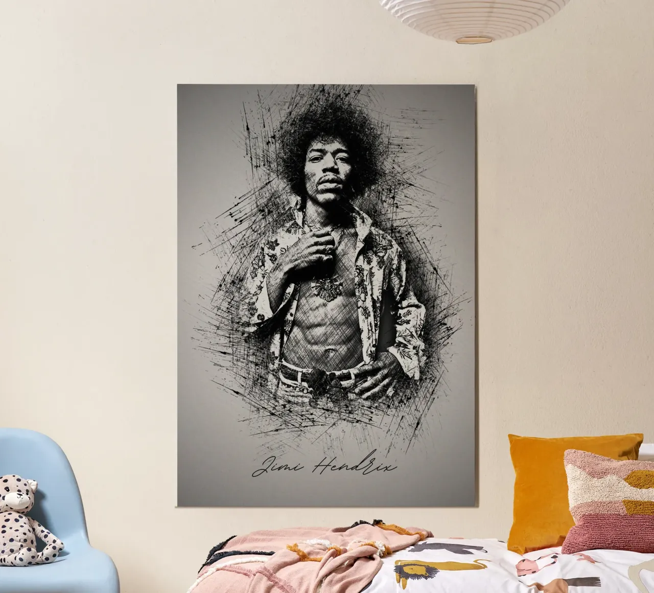 L'anima elettrica di Hendrix poster con telaio in legno da hopilj