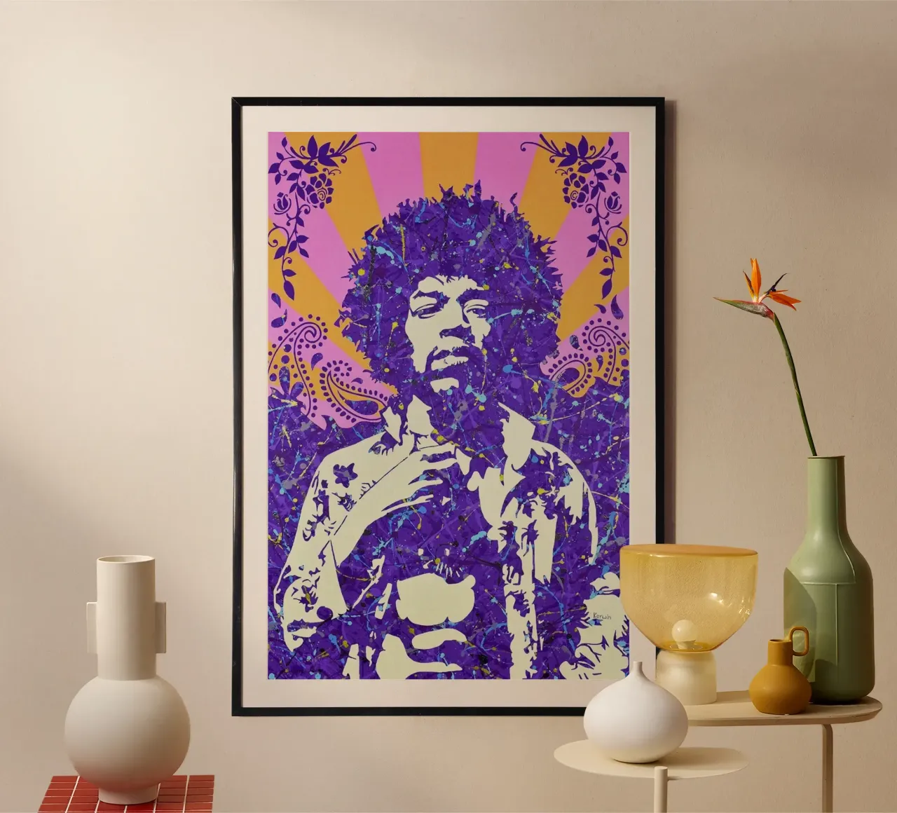 Leggenda rock di Purple Haze poster con telaio in alluminio da hopilj