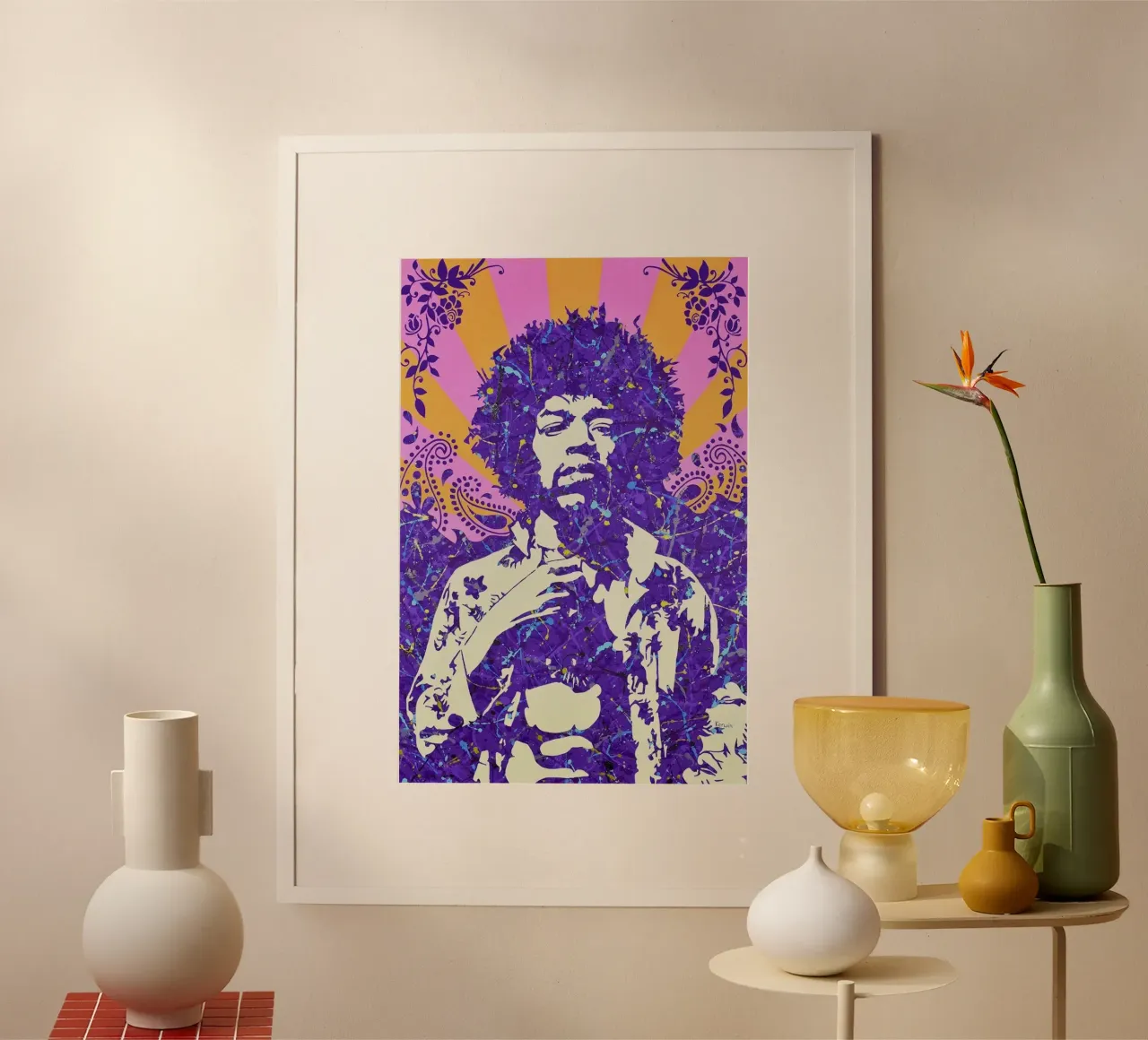 Leggenda rock di Purple Haze poster con telaio in alluminio da hopilj