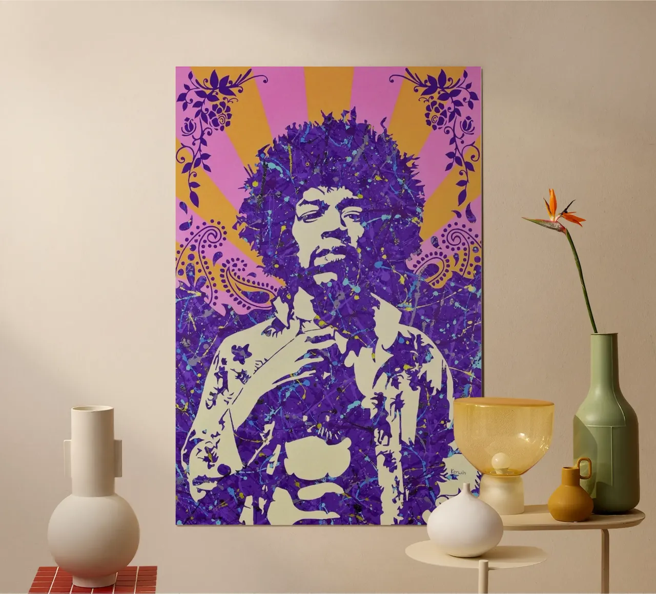 Leggenda rock di Purple Haze poster con telaio in alluminio da hopilj