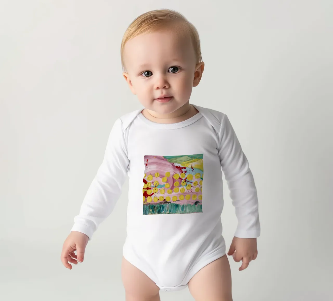 Confetti Bloom Shower long-sleeve baby romper by Sublime Layers