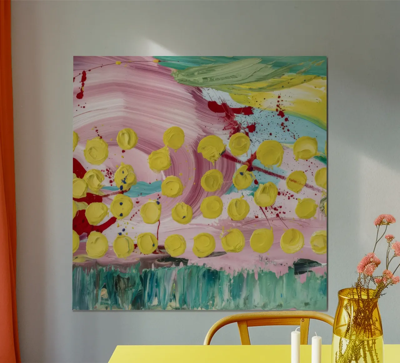 Confetti Bloei Shower poster met aluminium frame van Sublime Layers