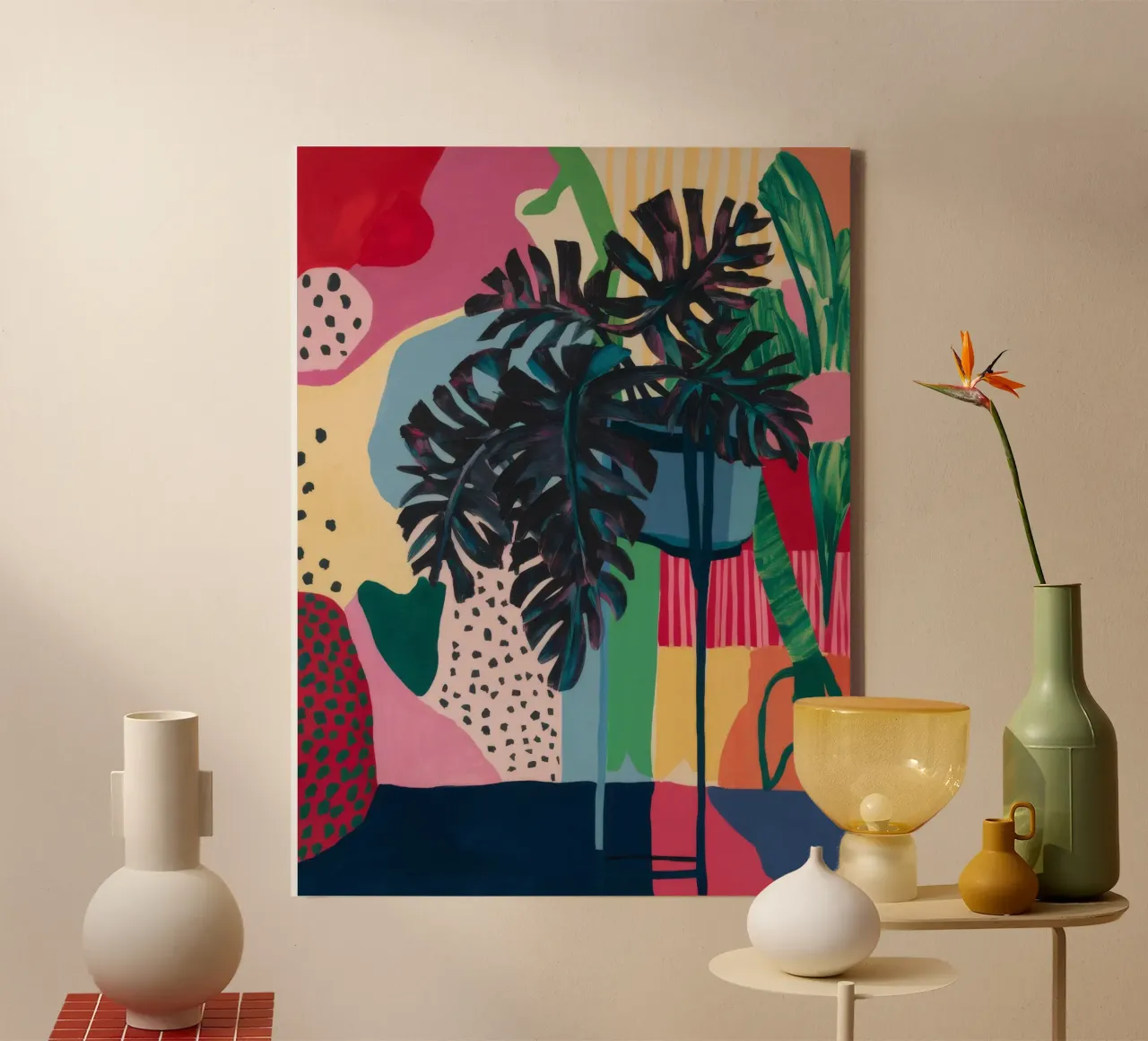 Monstera Dusk Mirage canvas by Zep Layers