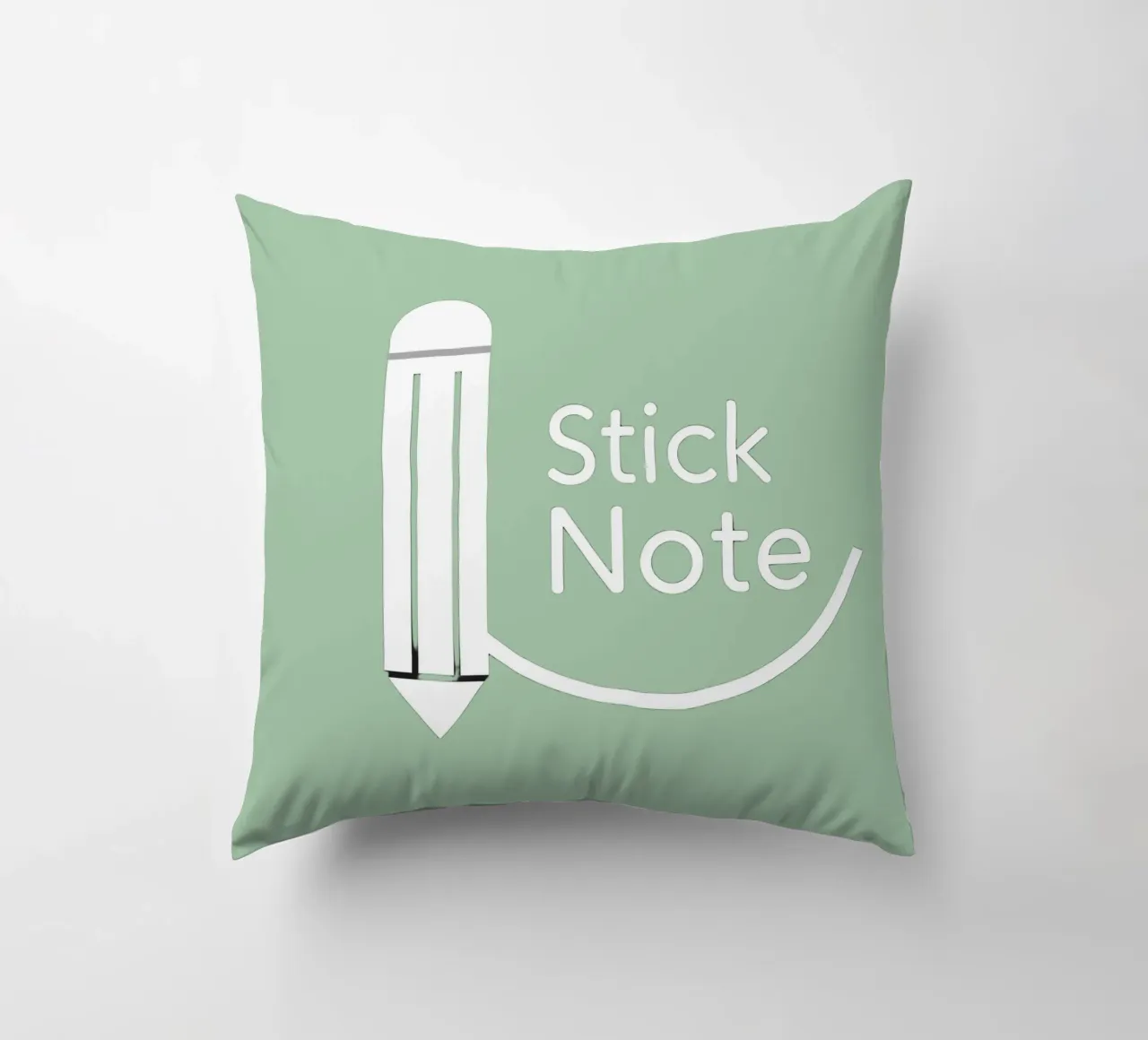 Simple and modern design featuring pencil and a sticky note decorative cushion by DesignDoodle