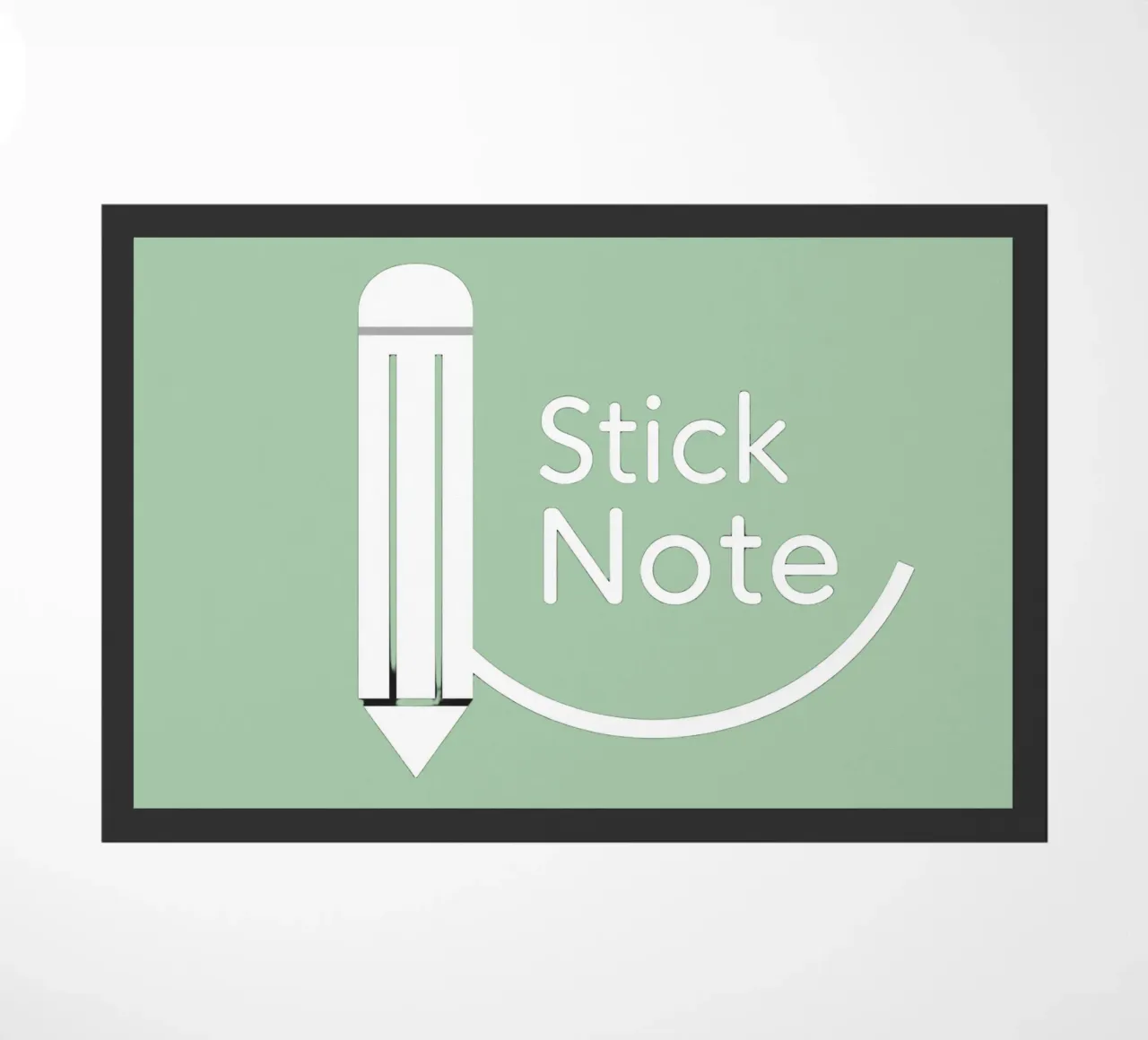 Simple and modern design featuring pencil and a sticky note doormat by DesignDoodle