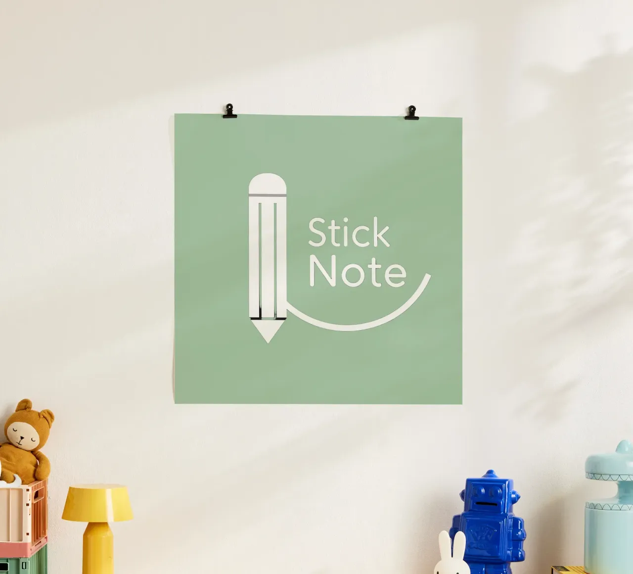 Simple and modern design featuring pencil and a sticky note hahnemühle by DesignDoodle