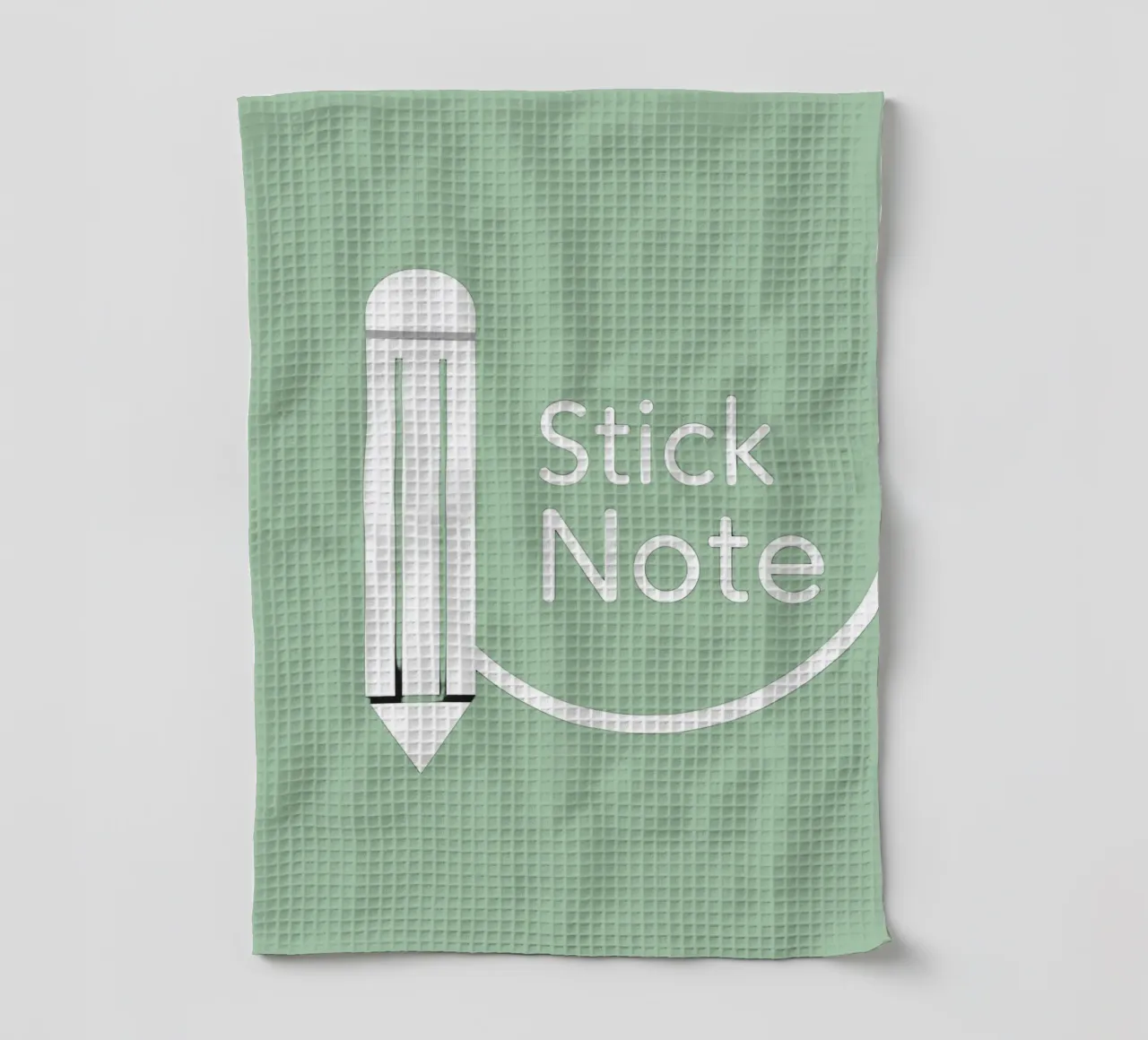 Simple and modern design featuring pencil and a sticky note tea towel by DesignDoodle