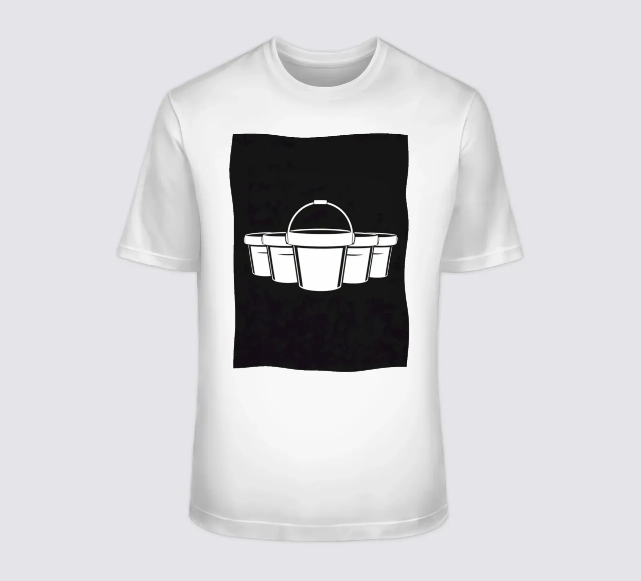 Five simple white buckets arranged in a circular pattern t-shirt by DesignDoodle