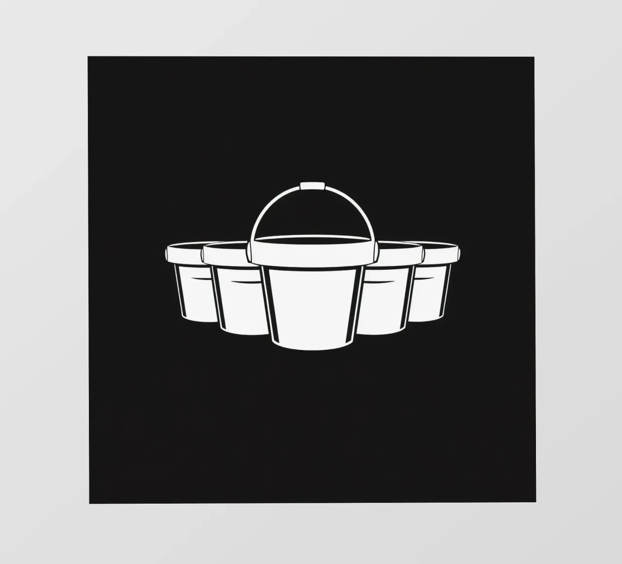 Five simple white buckets arranged in a circular pattern photo wallpaper by DesignDoodle