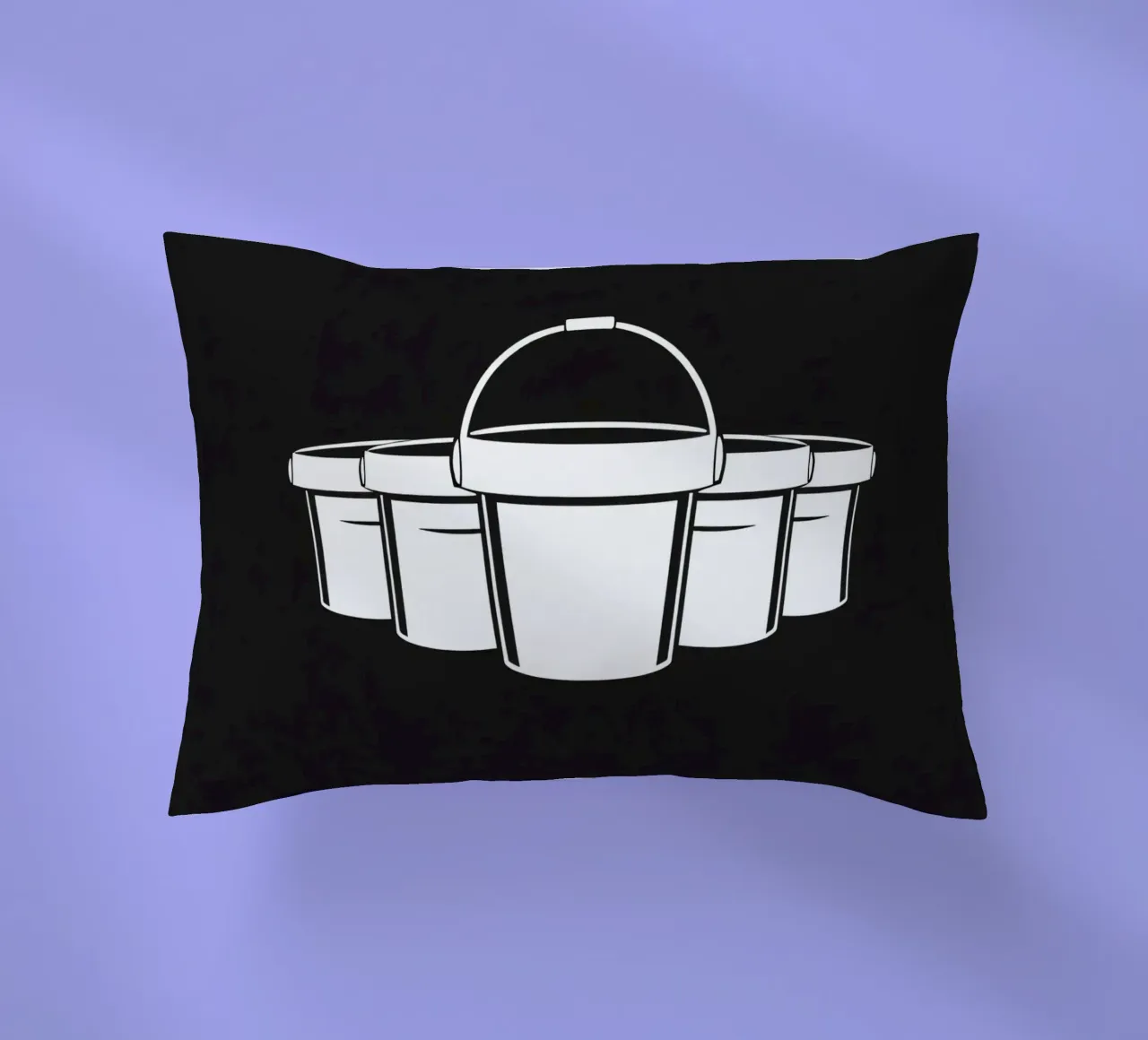 Five simple white buckets arranged in a circular pattern decorative cushion by DesignDoodle