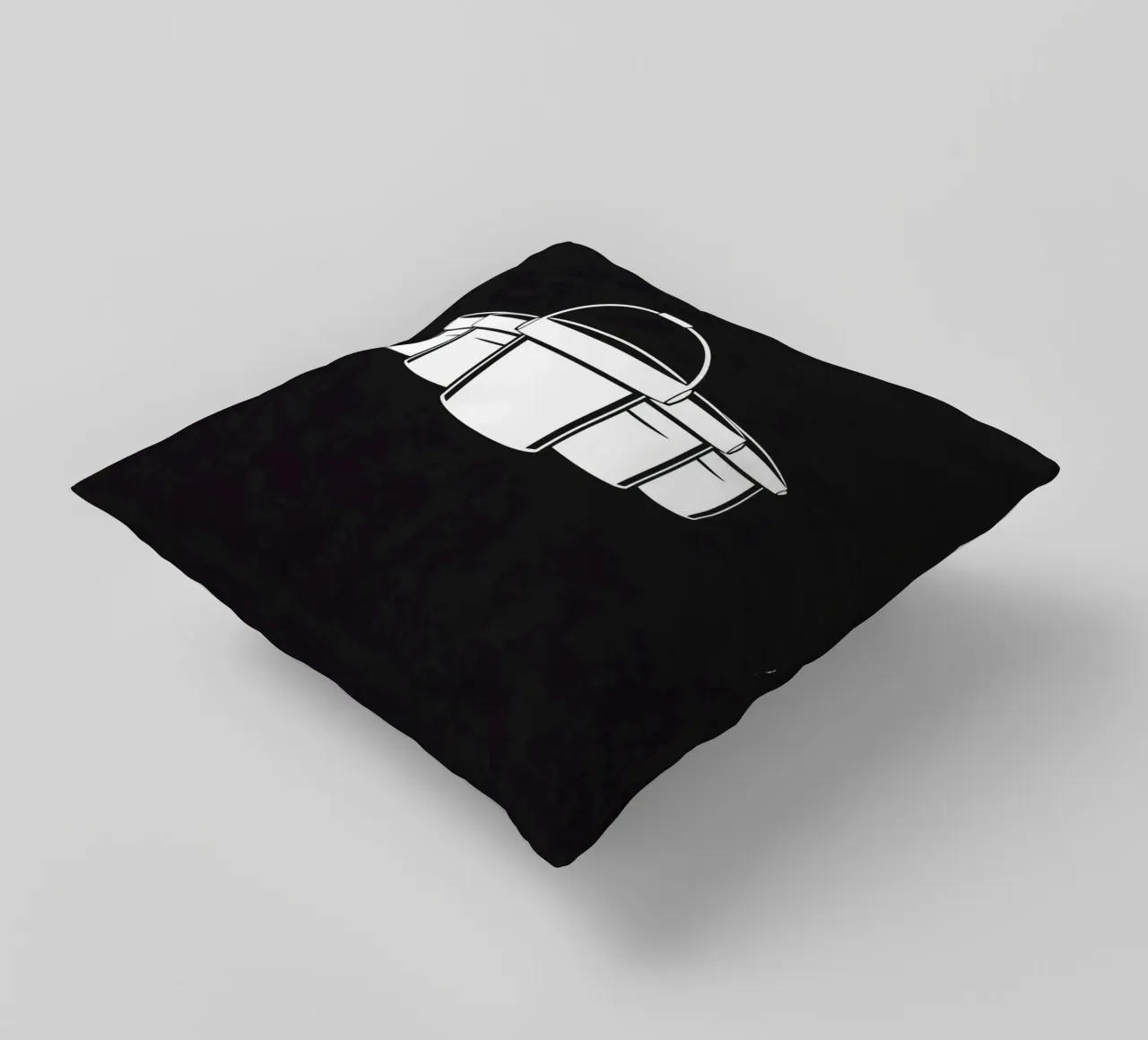 Five simple white buckets arranged in a circular pattern decorative cushion by DesignDoodle