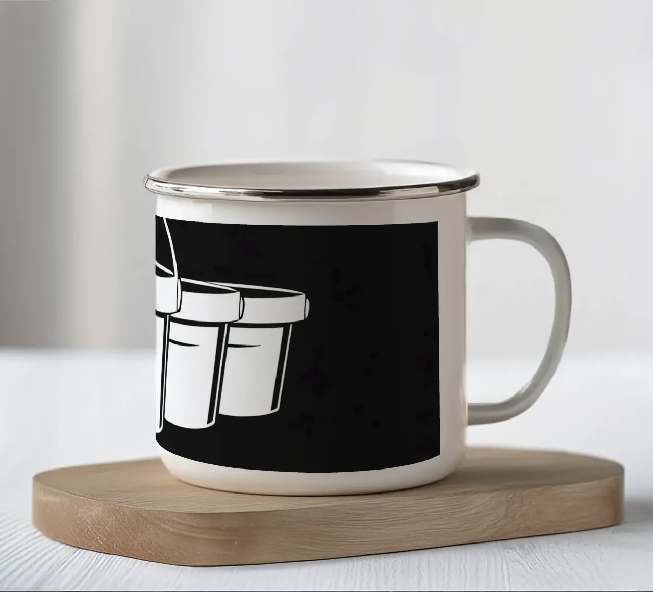 Cinque semplici secchi bianchi disposti in modo circolare tazza in smalto da DesignDoodle