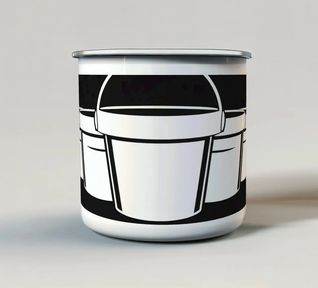 Cinque semplici secchi bianchi disposti in modo circolare tazza in smalto da DesignDoodle