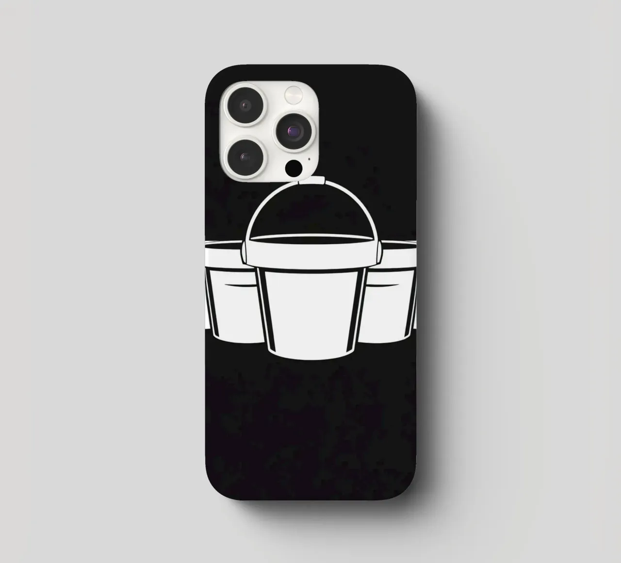Five simple white buckets arranged in a circular pattern iphone case by DesignDoodle