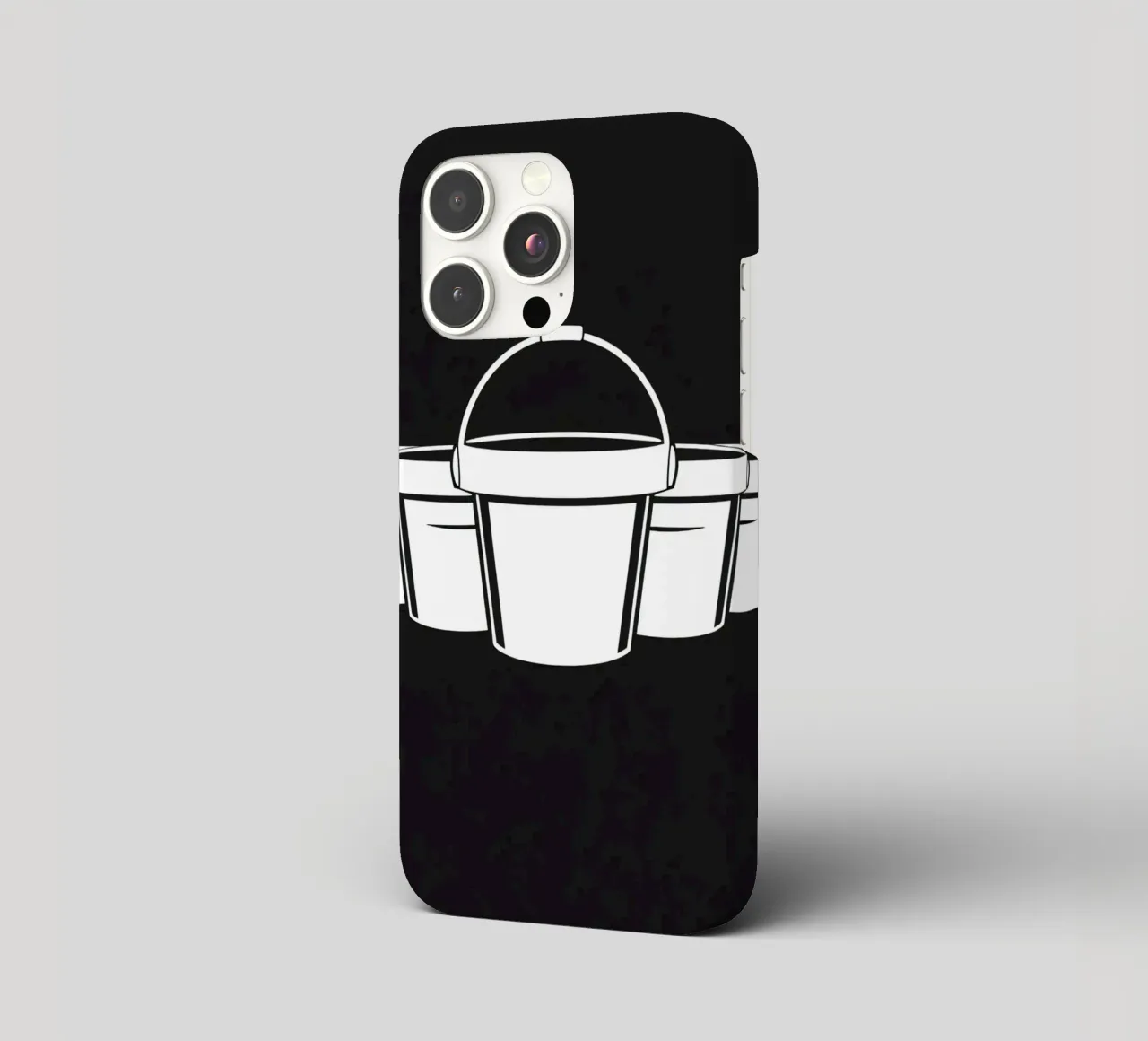 Five simple white buckets arranged in a circular pattern iphone case by DesignDoodle