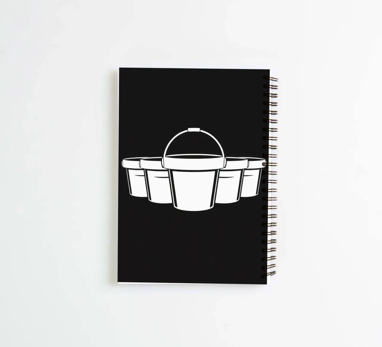 Five simple white buckets arranged in a circular pattern spiral notebook by DesignDoodle