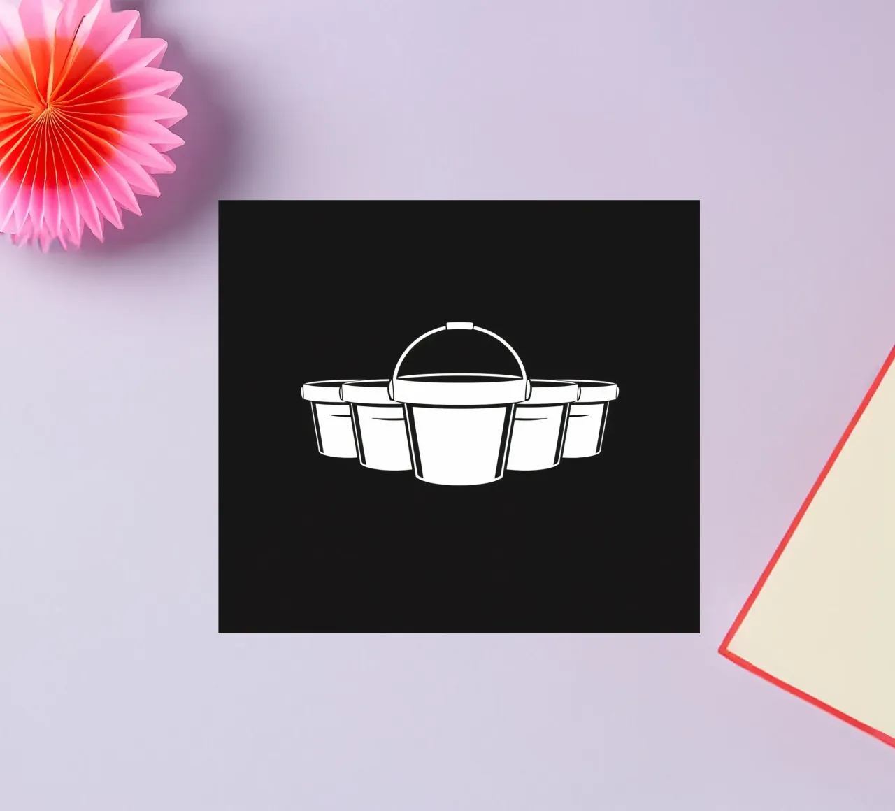 Five simple white buckets arranged in a circular pattern sticker by DesignDoodle