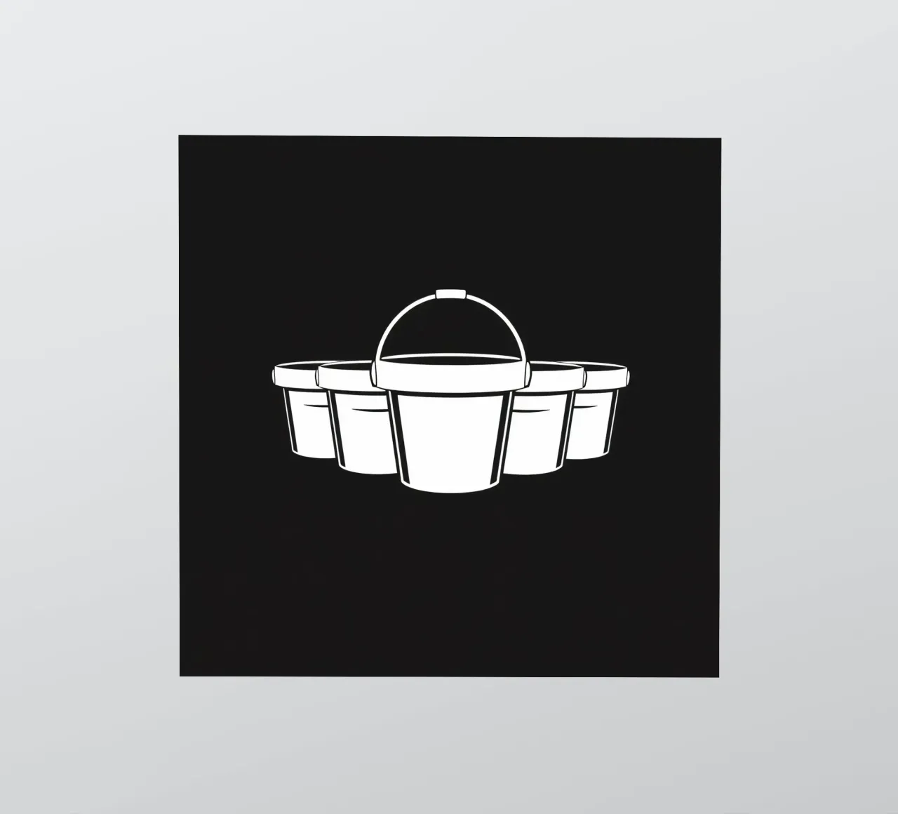 Five simple white buckets arranged in a circular pattern sticker by DesignDoodle