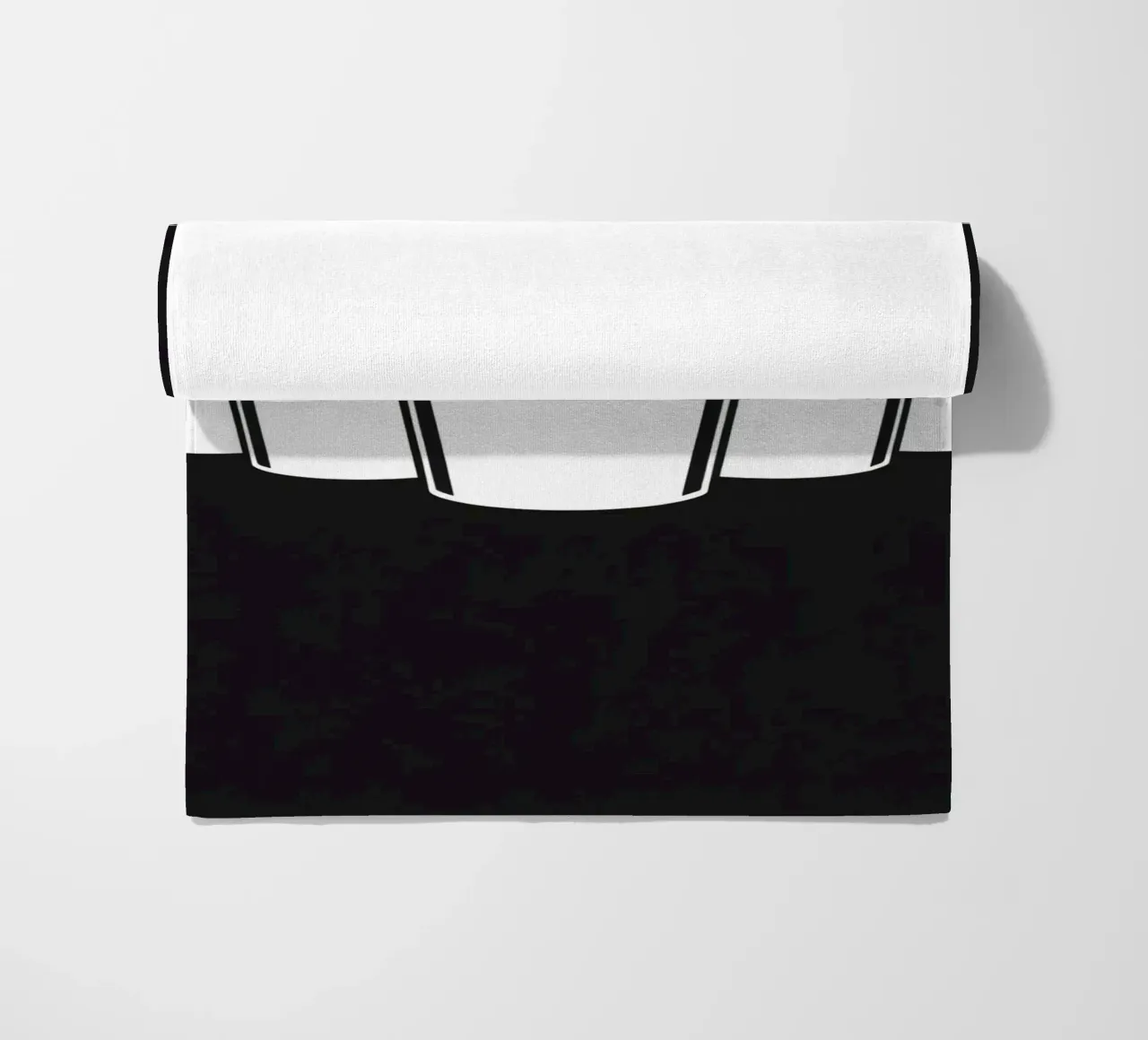 Five simple white buckets arranged in a circular pattern beach towel by DesignDoodle