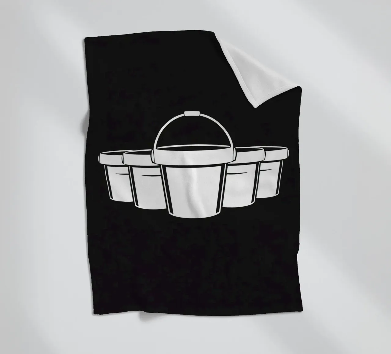 Five simple white buckets arranged in a circular pattern fleece blanket by DesignDoodle