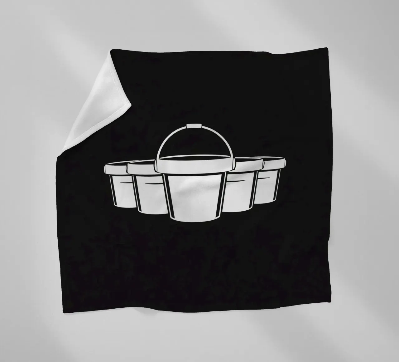 Five simple white buckets arranged in a circular pattern fleece blanket by DesignDoodle