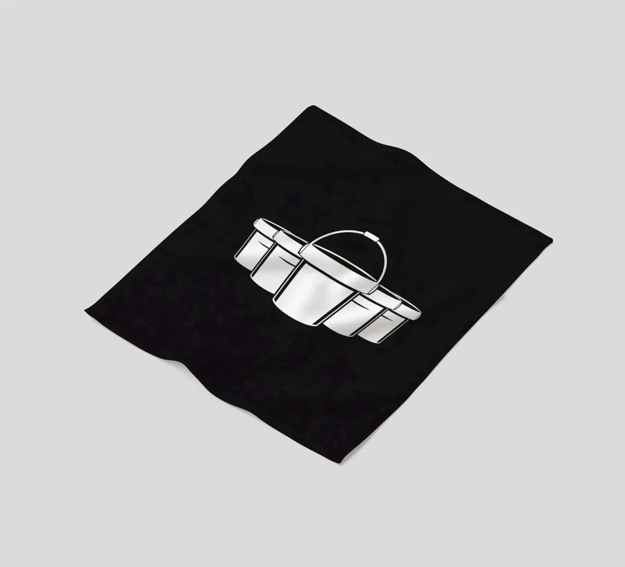 Five simple white buckets arranged in a circular pattern fleece blanket by DesignDoodle