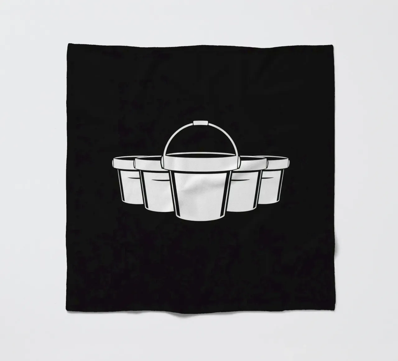 Five simple white buckets arranged in a circular pattern fleece blanket by DesignDoodle