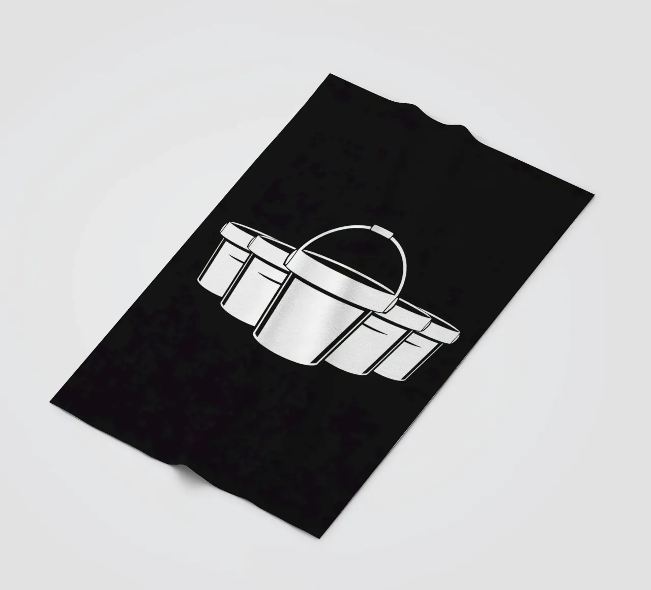 Five simple white buckets arranged in a circular pattern fleece blanket by DesignDoodle