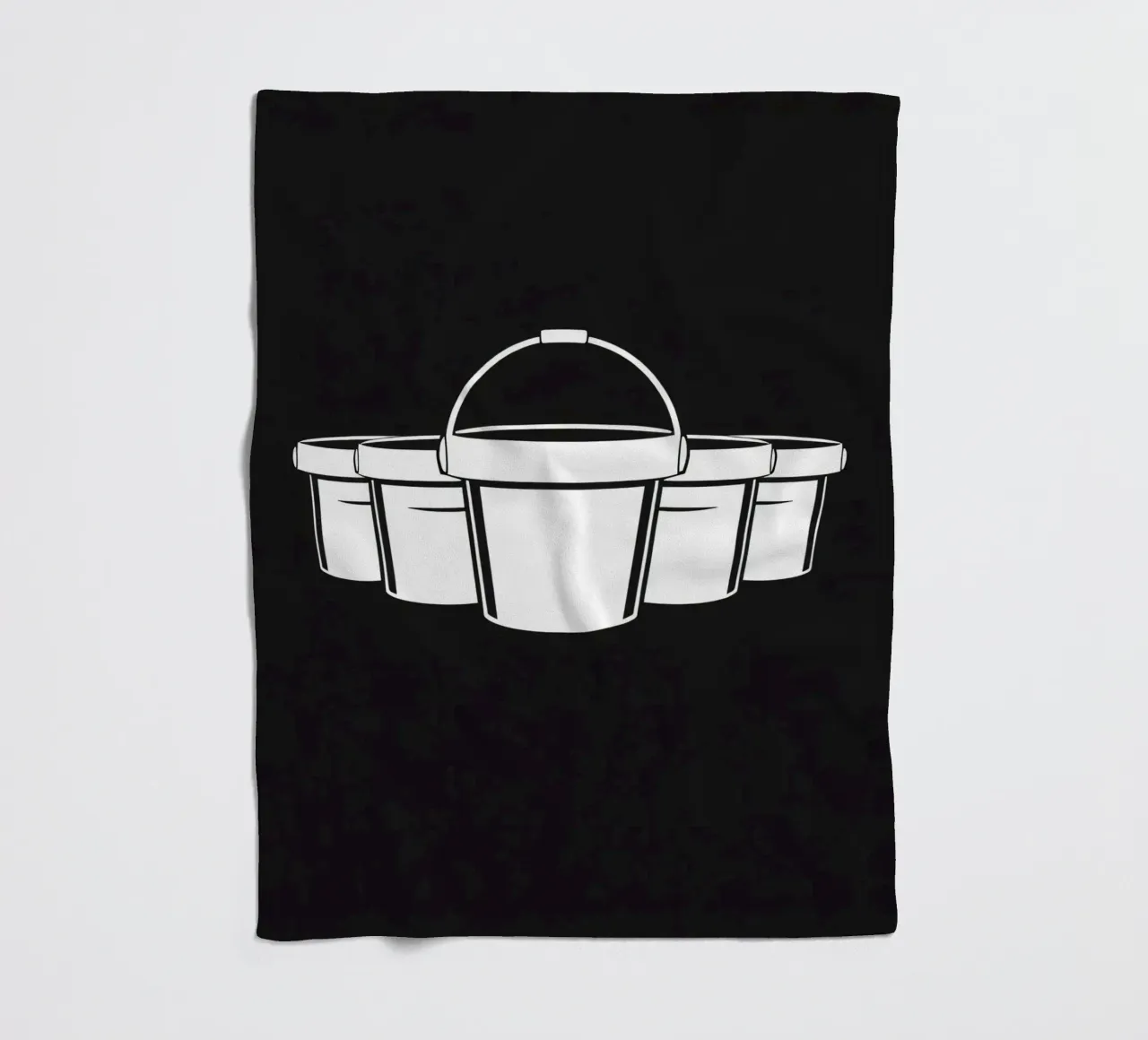 Five simple white buckets arranged in a circular pattern fleece blanket by DesignDoodle