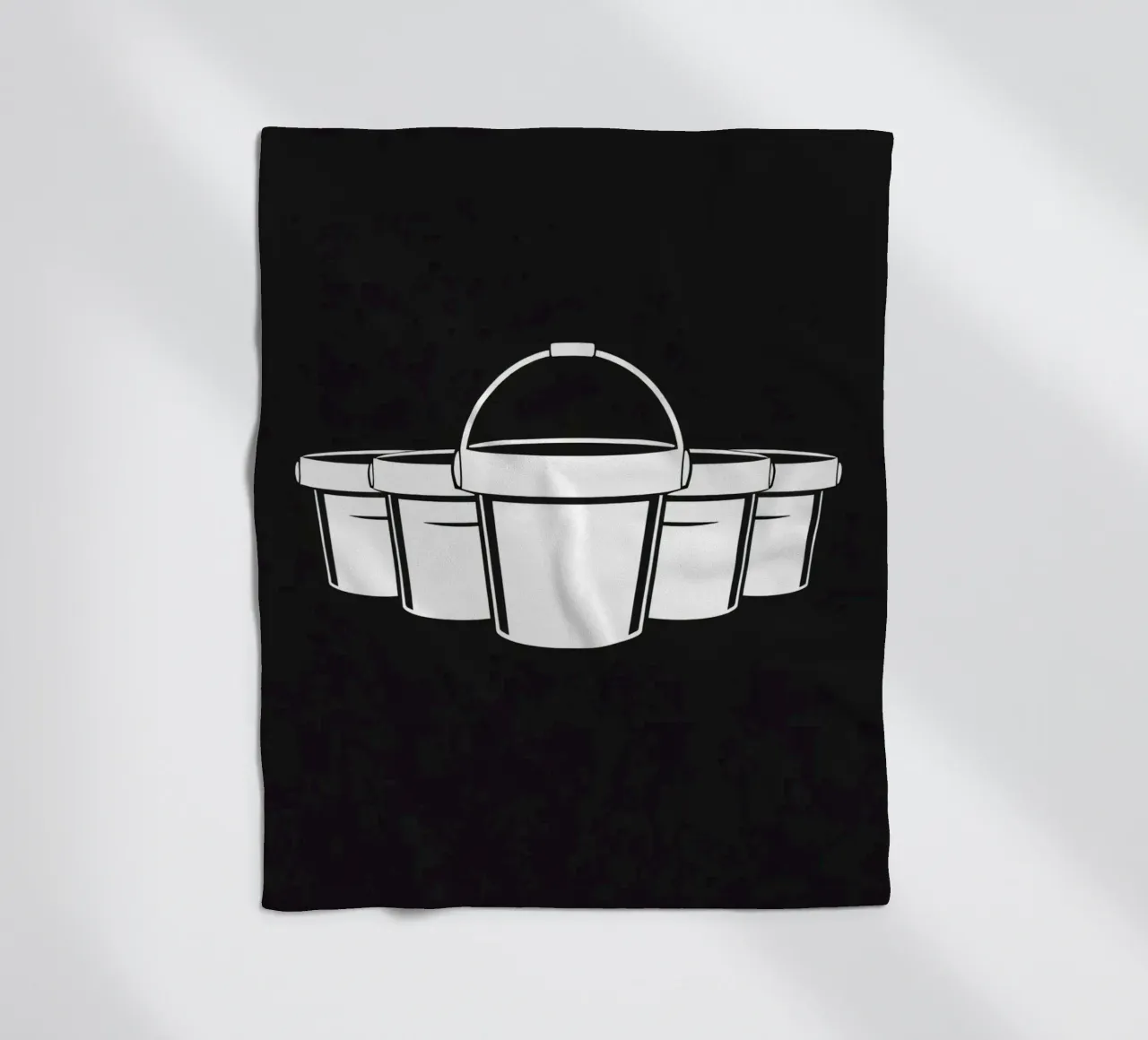 Five simple white buckets arranged in a circular pattern fleece blanket by DesignDoodle