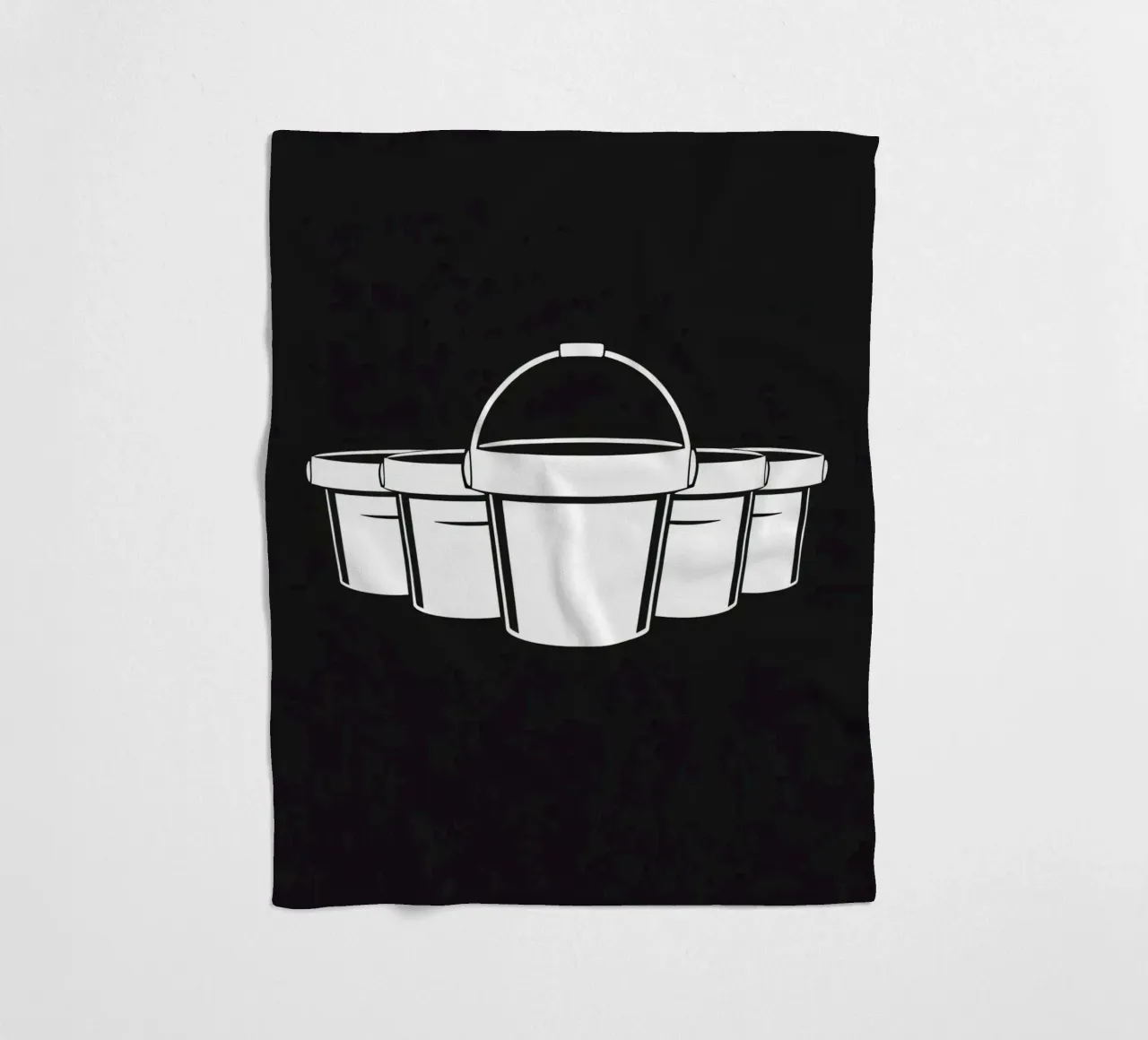 Five simple white buckets arranged in a circular pattern fleece blanket by DesignDoodle