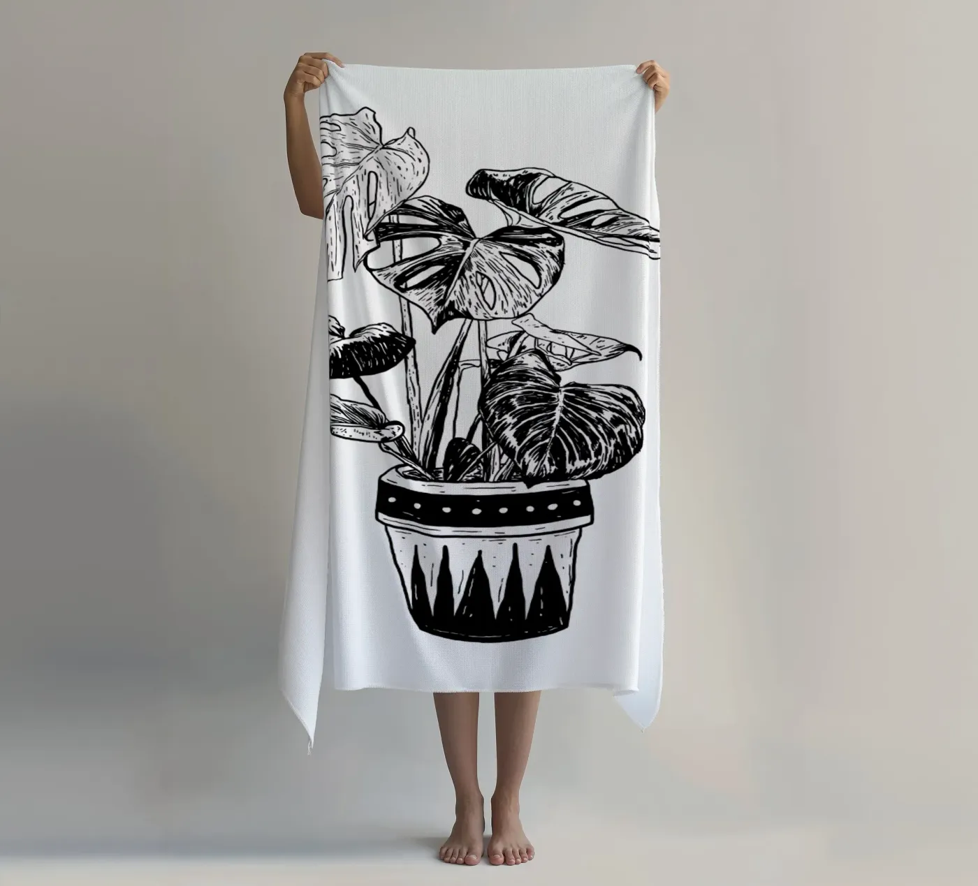 Monstera beach towel by Nick Cocozza