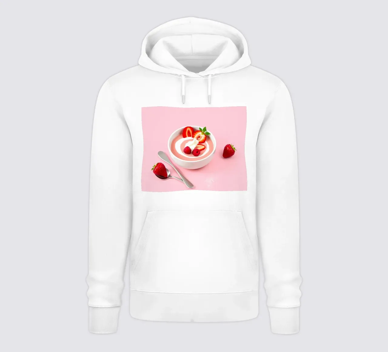 Deliziosa coppa di yogurt alla fragola guarnita di fresco felpa con cappuccio da DesignDoodle