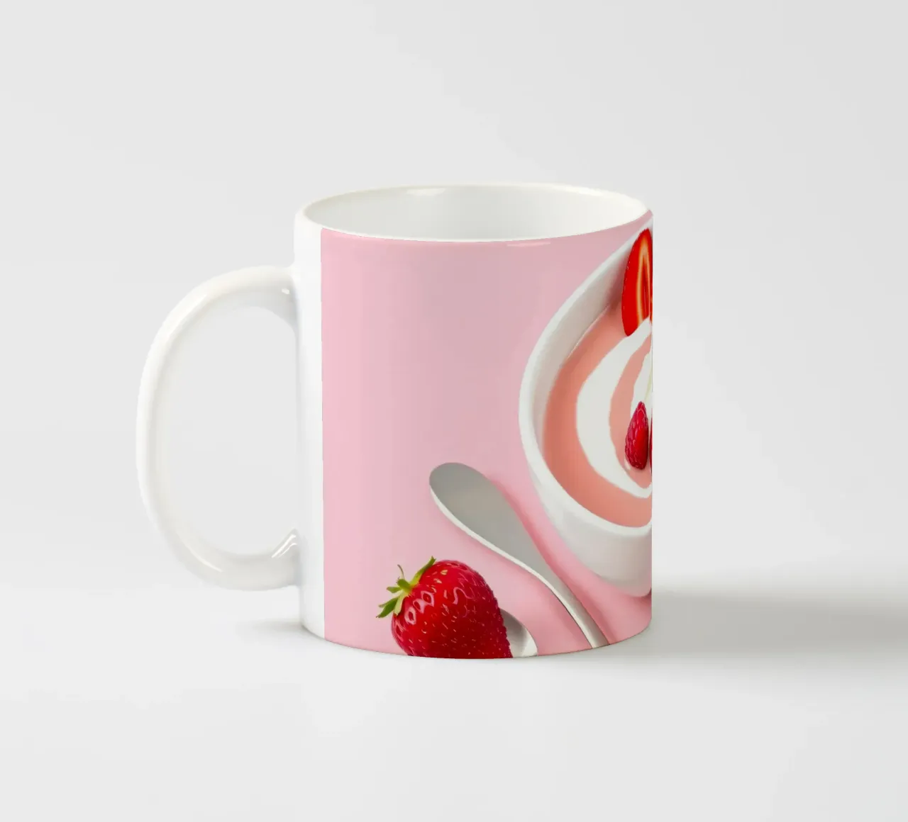 Deliziosa coppa di yogurt alla fragola guarnita di fresco tazza in ceramica da DesignDoodle