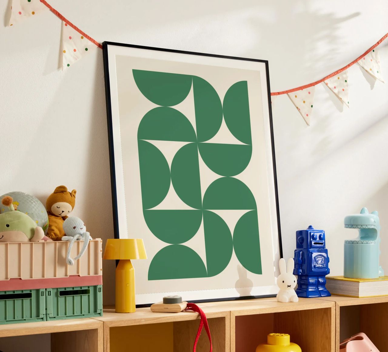 Bauhuas Grüne Halbkreise Muster Poster von Paigaam Studio