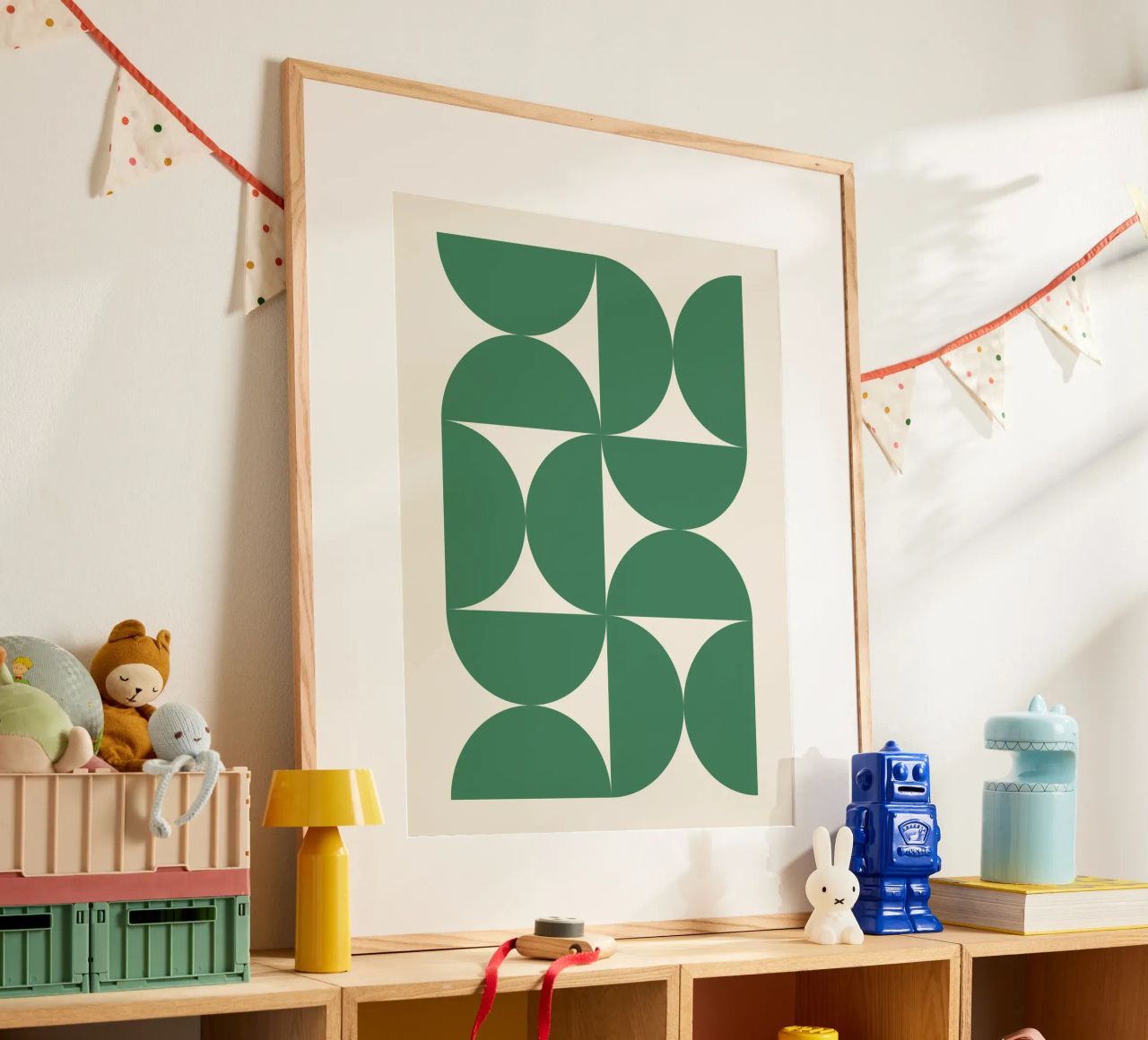 Bauhuas Grüne Halbkreise Muster Poster von Paigaam Studio