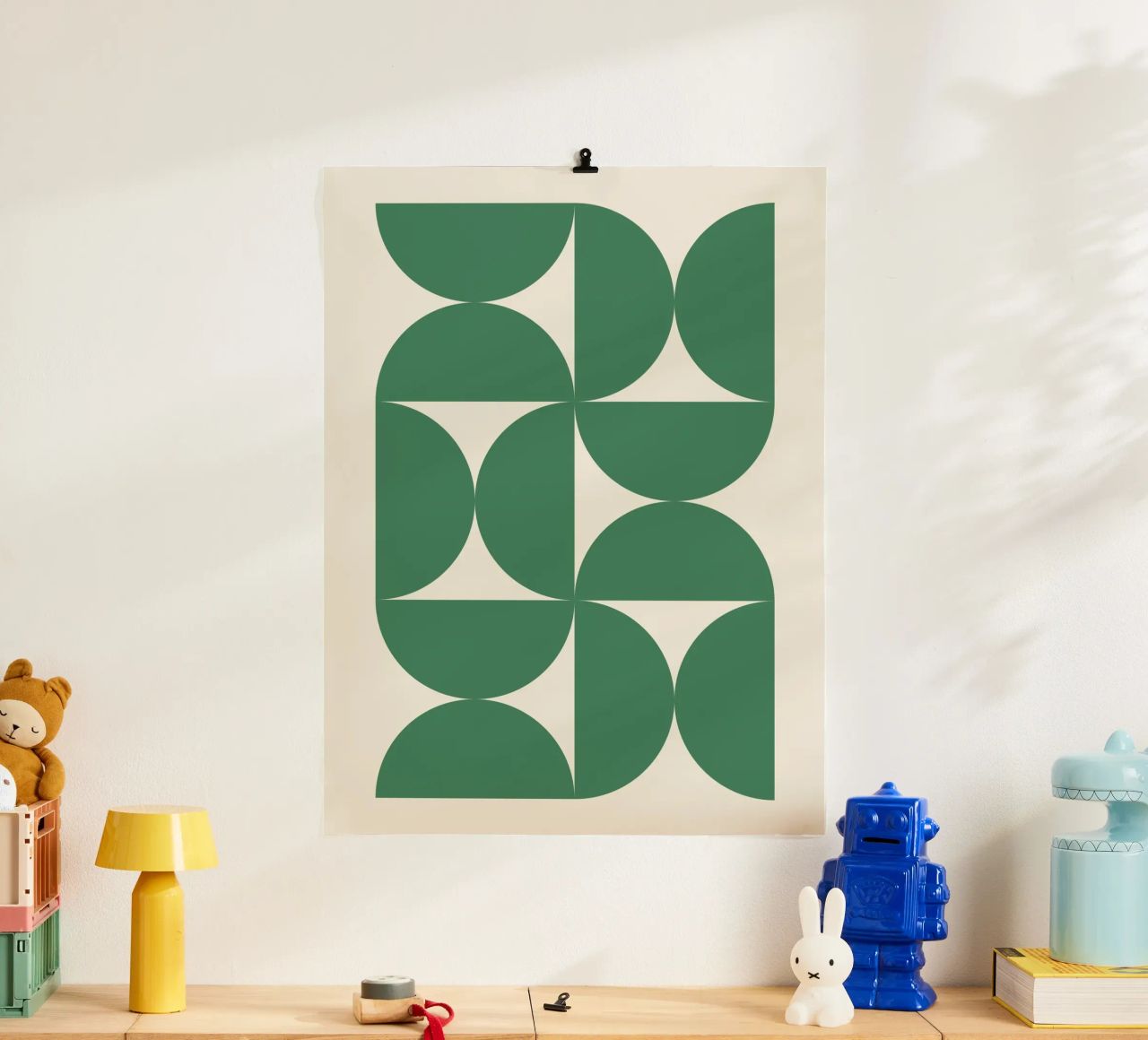 Bauhuas Grüne Halbkreise Muster Poster von Paigaam Studio