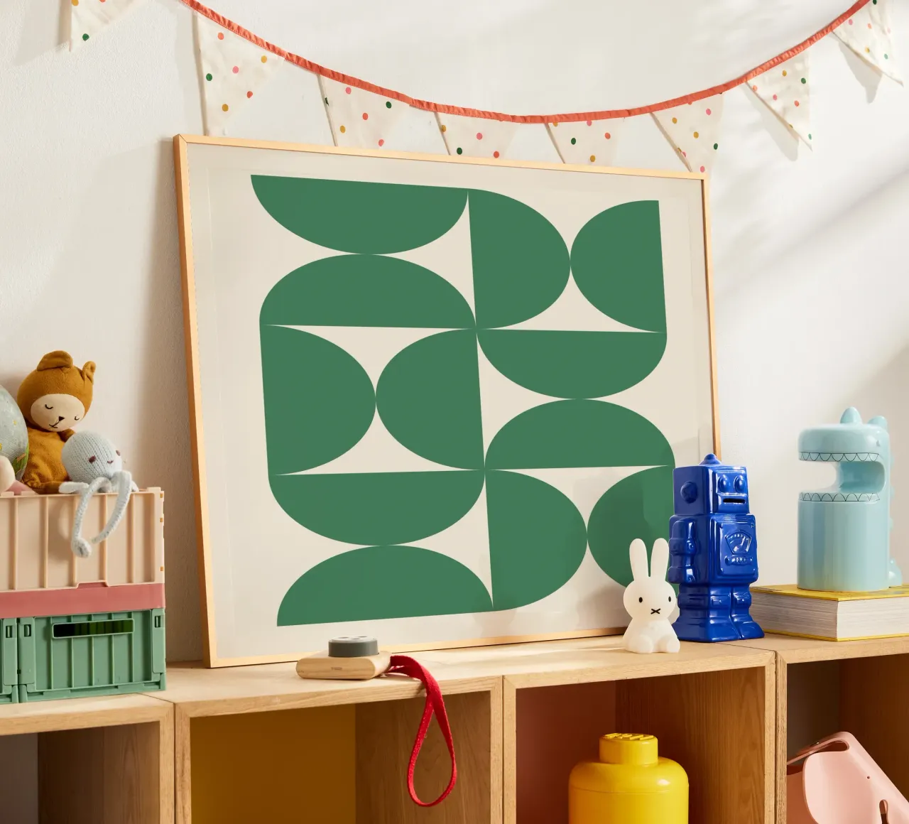 Bauhuas Green Semi-Circles Pattern hahnemühle by Paigaam Studio