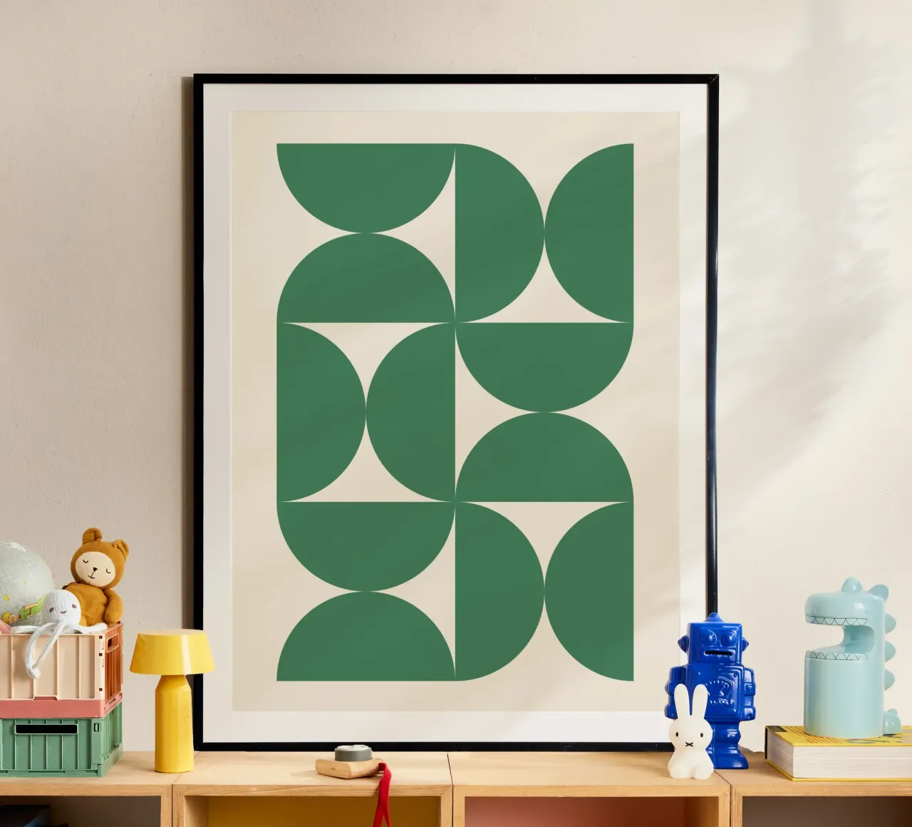 Bauhuas Green Semi-Circles Pattern hahnemühle by Paigaam Studio