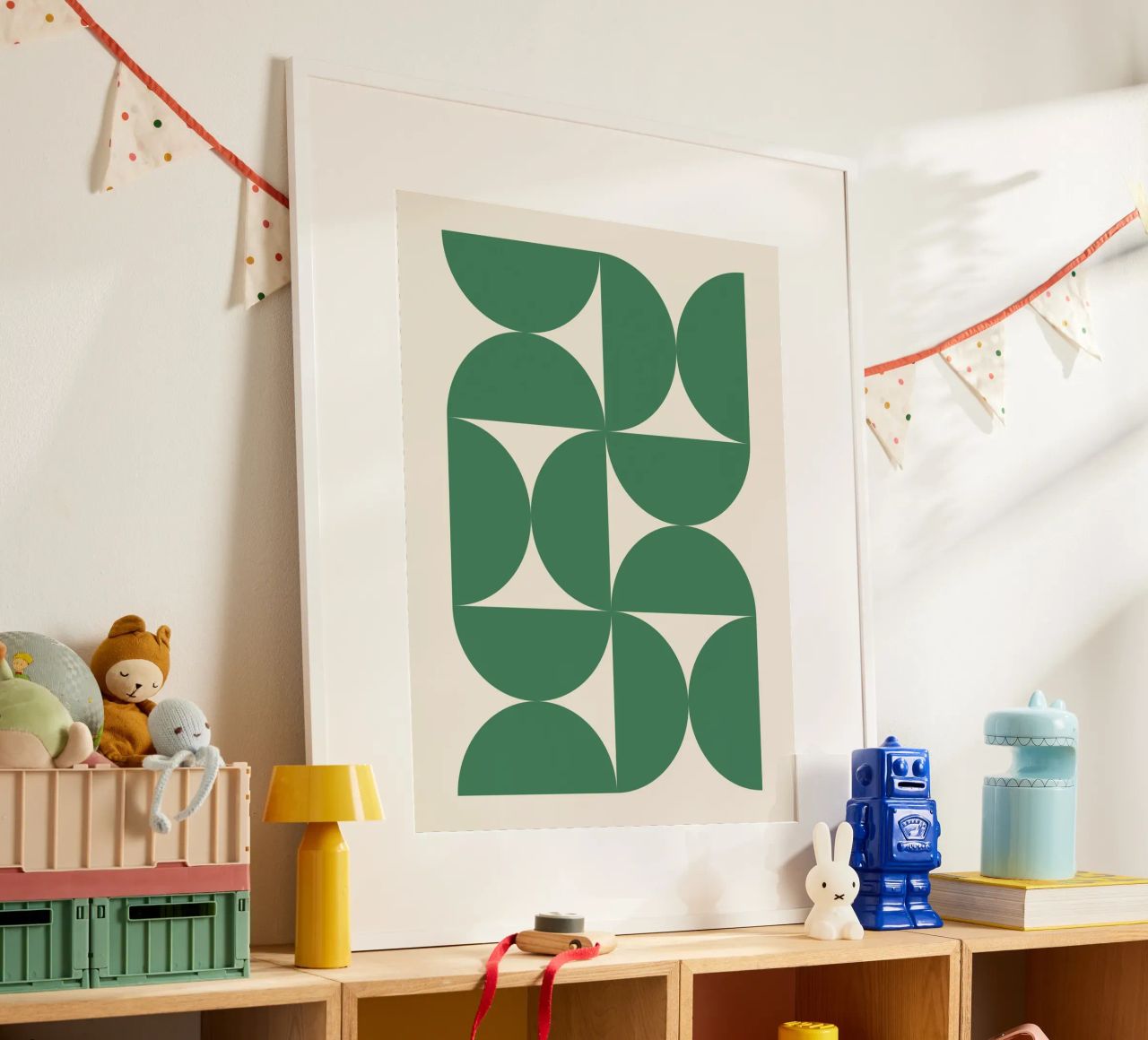 Bauhuas Grüne Halbkreise Muster Poster von Paigaam Studio
