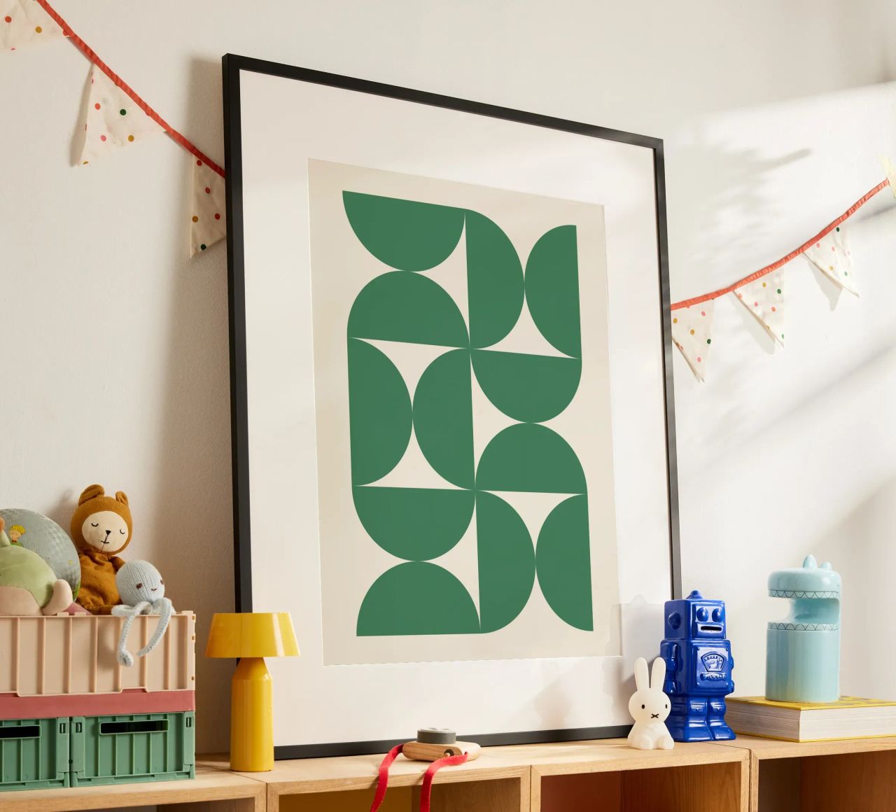 Bauhuas Grüne Halbkreise Muster Poster von Paigaam Studio