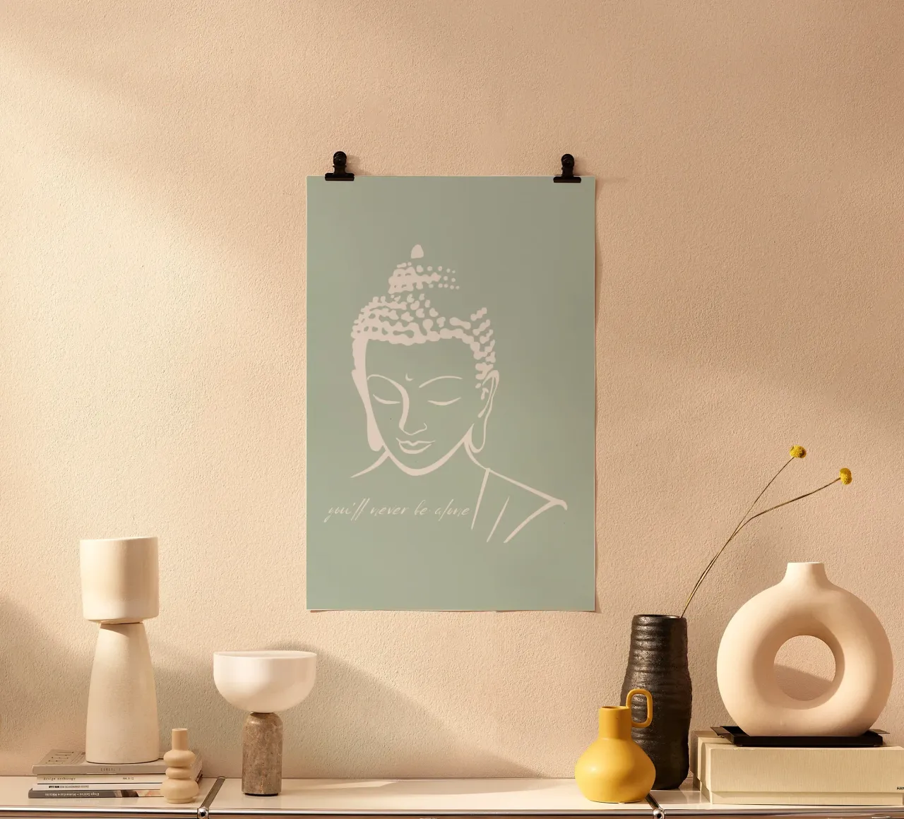You´ll never be alone poster con telaio in legno da AESTHETIC VIBES by Isabel