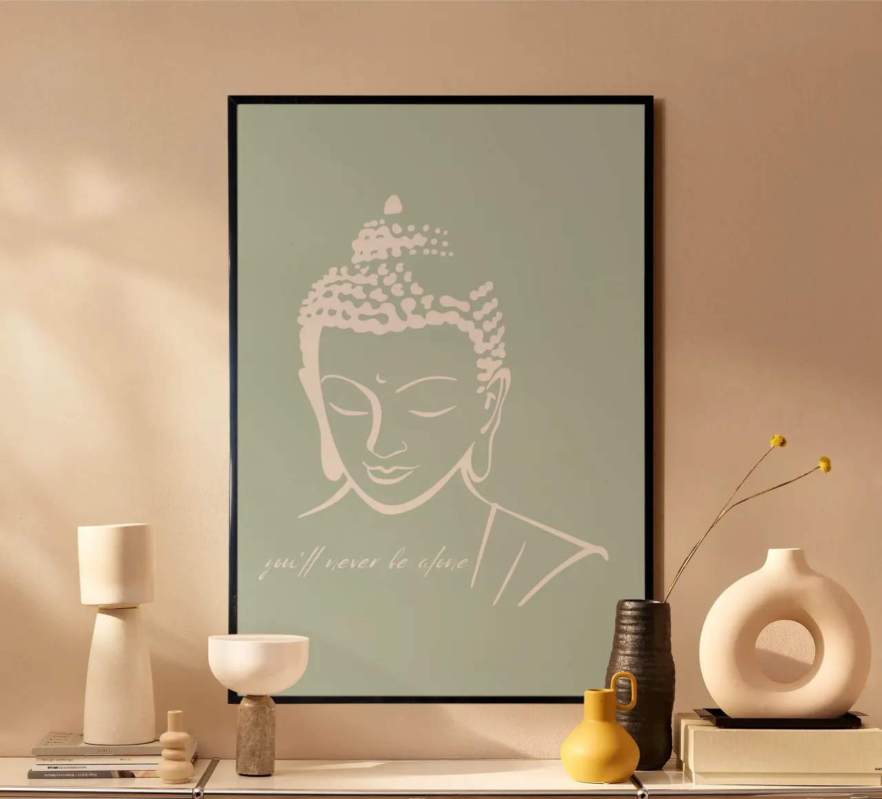 You´ll never be alone poster con telaio in legno da AESTHETIC VIBES by Isabel