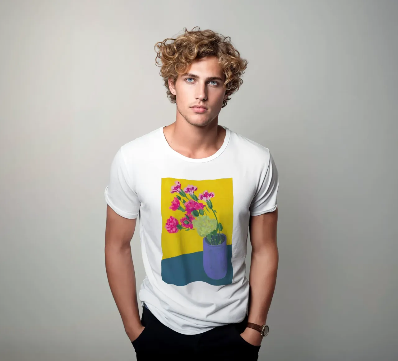 Carnations In A Vase t-shirt da Sonia Brittain