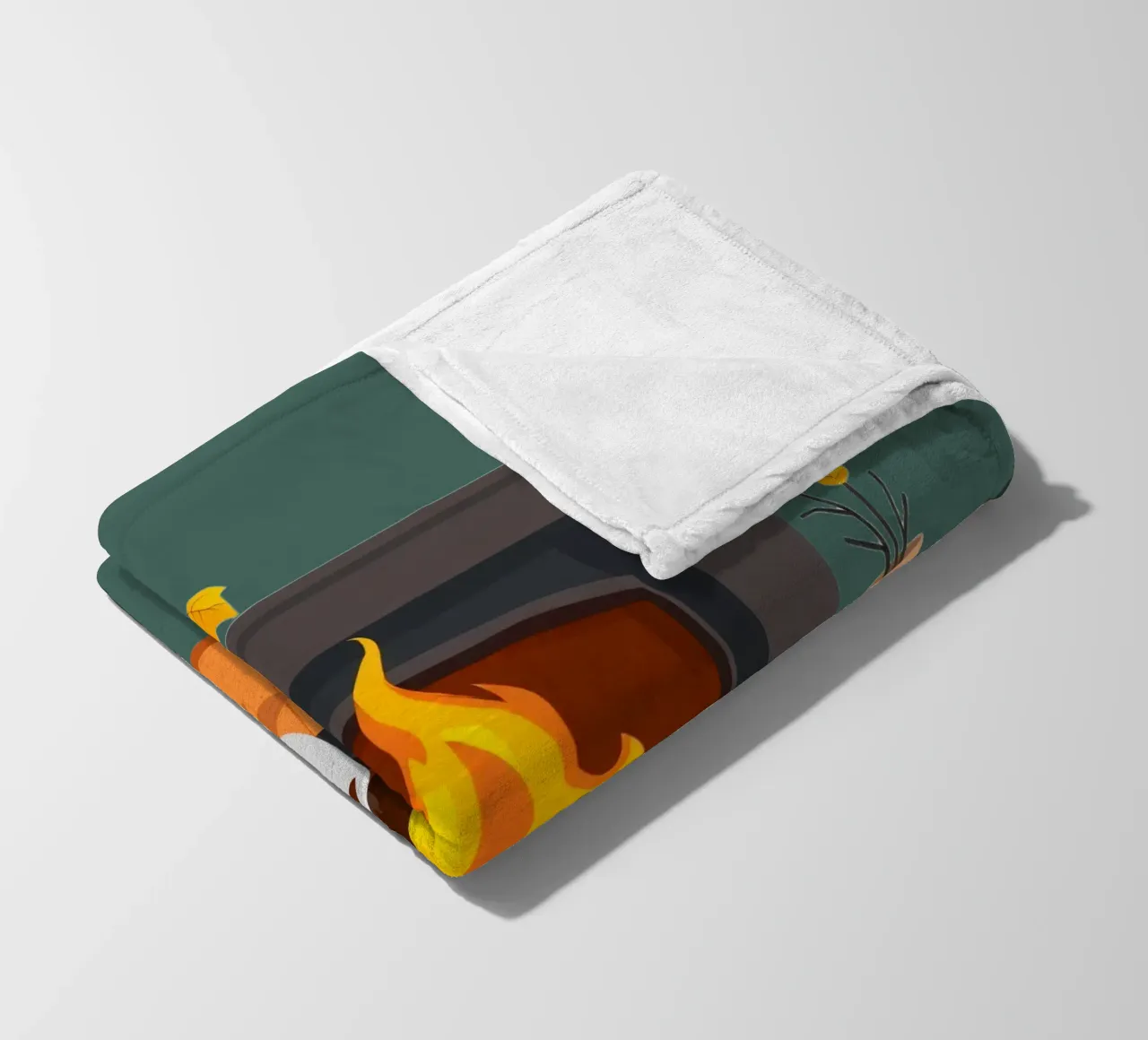 Un cadre automnal douillet avec une cheminée chaleureuse, un café fumant plaid polaire de DesignDoodle