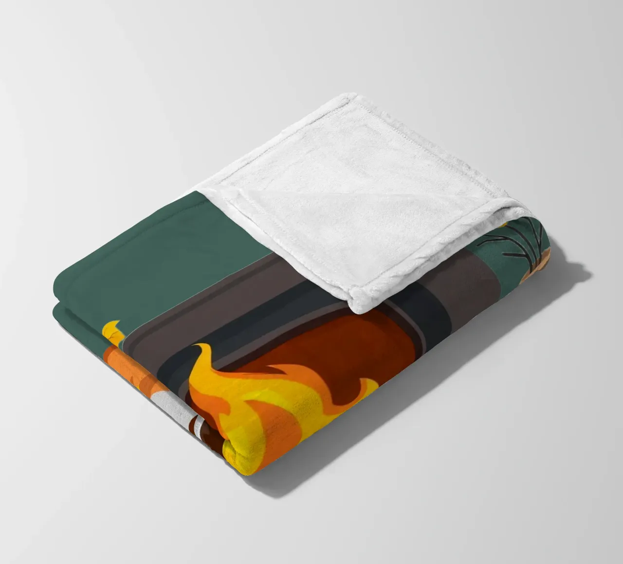 Un cadre automnal douillet avec une cheminée chaleureuse, un café fumant plaid polaire de DesignDoodle