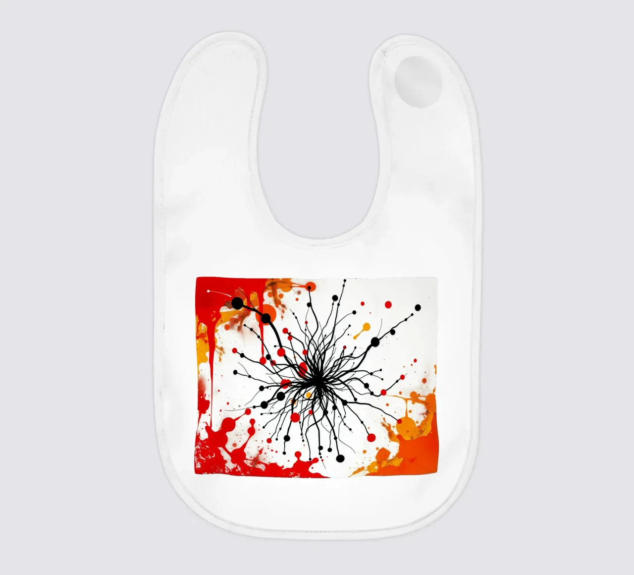 Arte astratta con linee nere e spruzzi colorati bavaglino da DesignDoodle