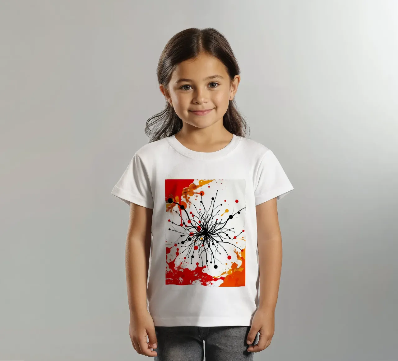 Arte astratta con linee nere e spruzzi colorati t-shirt bambini da DesignDoodle