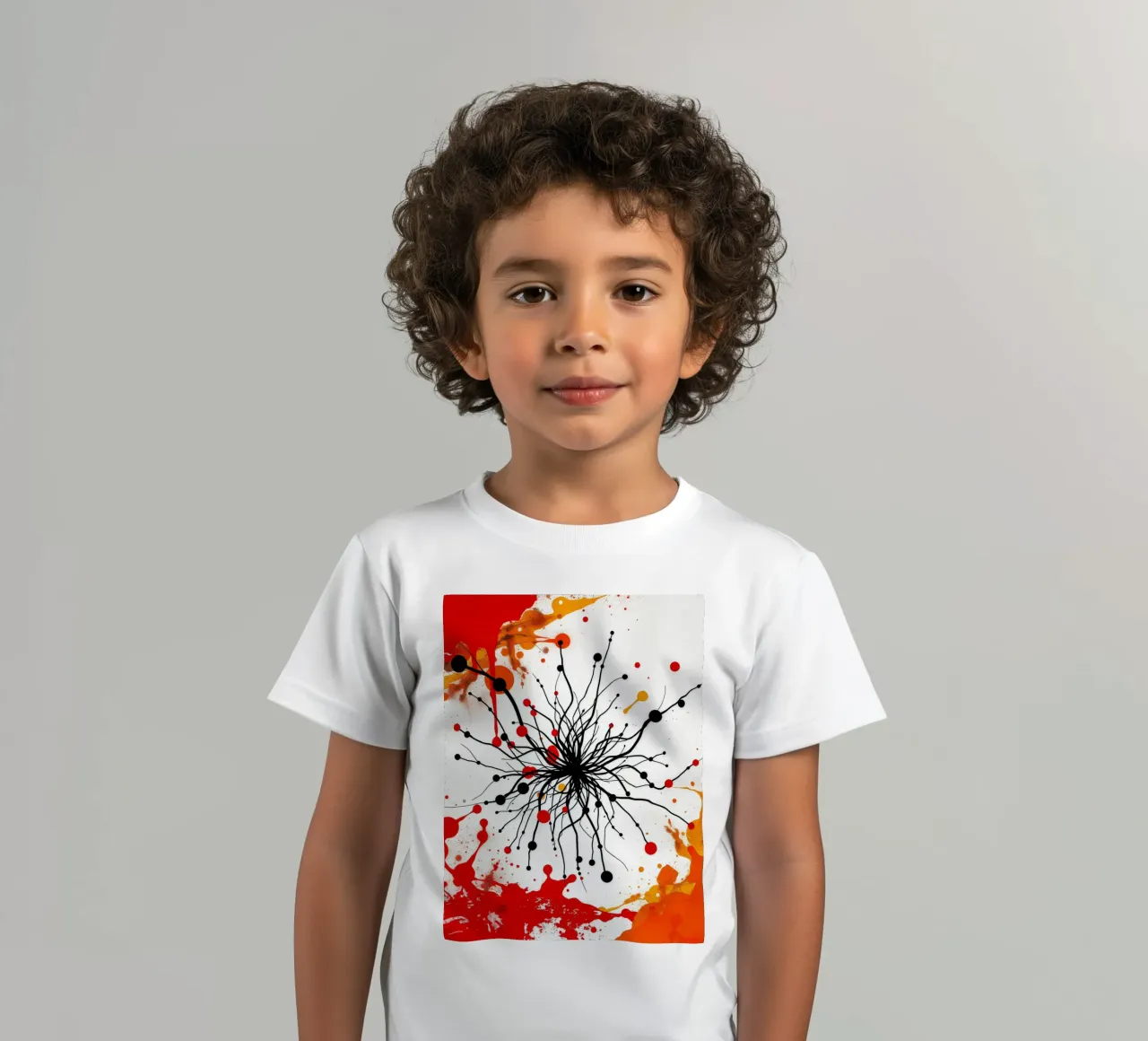 Arte astratta con linee nere e spruzzi colorati t-shirt bambini da DesignDoodle