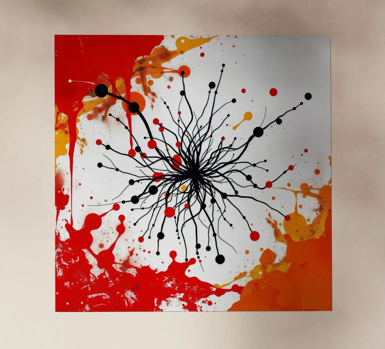 Arte astratta con linee nere e spruzzi colorati pellicola backlit da DesignDoodle